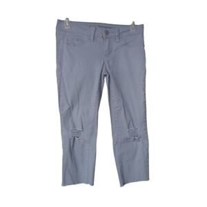 YMI Women's Mid-rise Distressed Stretch Utility Crop Jeans Gray Size 5